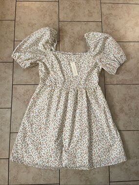 Copper Key White Mini Dress with Tan Floral Print Size XL
